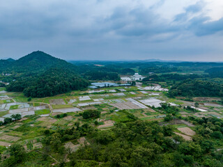 Fototapeta na wymiar Aerial photography of pastoral scenery in Jiangxi, China