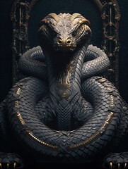 Cobra Snake Dark Fantasy Ornate Art. Generative AI
