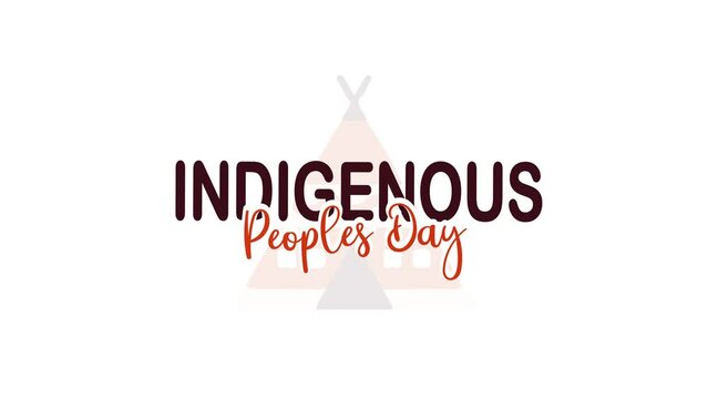 indigenous peoples day animated text. 4k video greeting card. gift card. alpha channel.