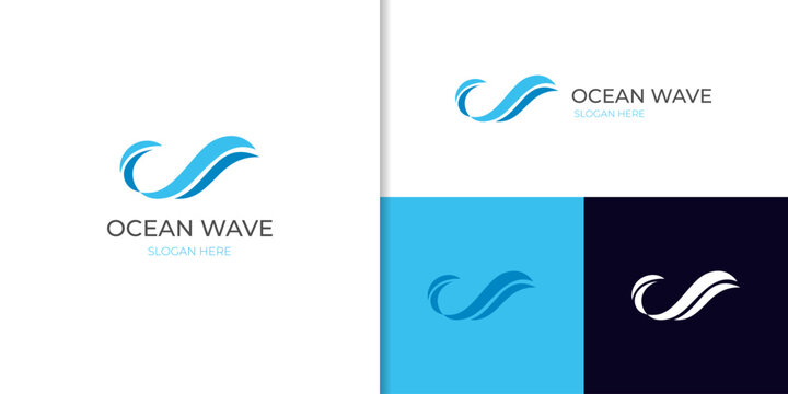 ocean blue wave abstract water logo icon design element, water wave simple logo element