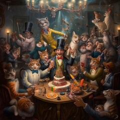 Happy Birthday Party illustration Idea. Generative AI