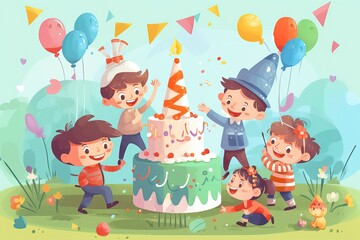 Obraz na płótnie Canvas Happy Birthday Party illustration Idea. Generative AI