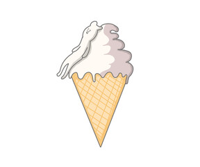 ソフトクリームの上に乗るクマ