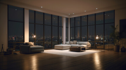 modern living room at night