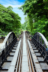 Obraz premium Death Railway on River Kwai Bridge Kanchanaburi Thailand