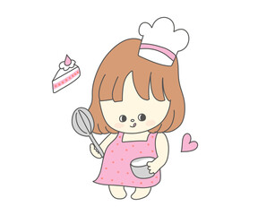 お菓子作りをするパティシエの女の子