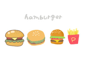 3種類のハンバーガーとポテト