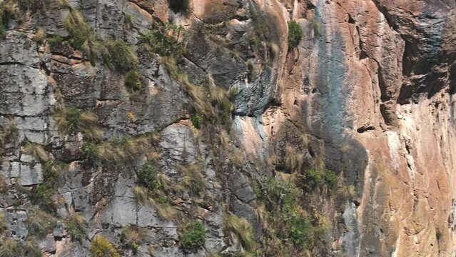 Natural pools of Millpu in Huancaraylla. Turquoise lagoons near Ayacucho, travel destination in Peru