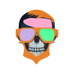 Funny cartoon skull with sunglasses vector illustration