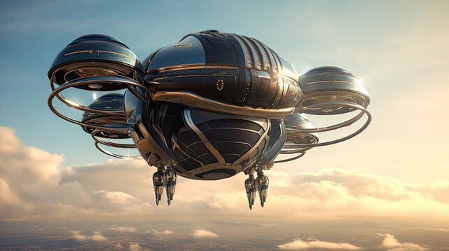 flying drone cab, antigravity system powered by nitrogen, designed by AI to be capable to be piloted by AI or humans, best aerodynamics and body with nanocells tech