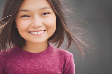 笑顔の女の子（7歳）with generative ai - obrazy, fototapety, plakaty