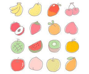ゆるいフルーツのイラストセット