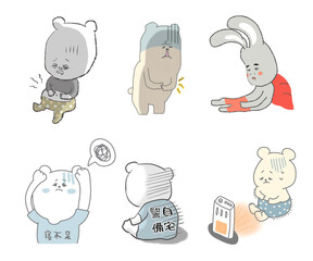 体調不良のクマとうさぎ