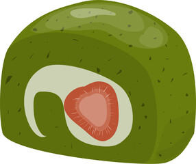 Matcha roll cake illustration 