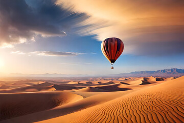 Fototapeta na wymiar Hot air balloon over the desert, AI generated