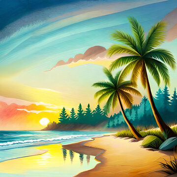 beautiful landscape painting images, AI generated