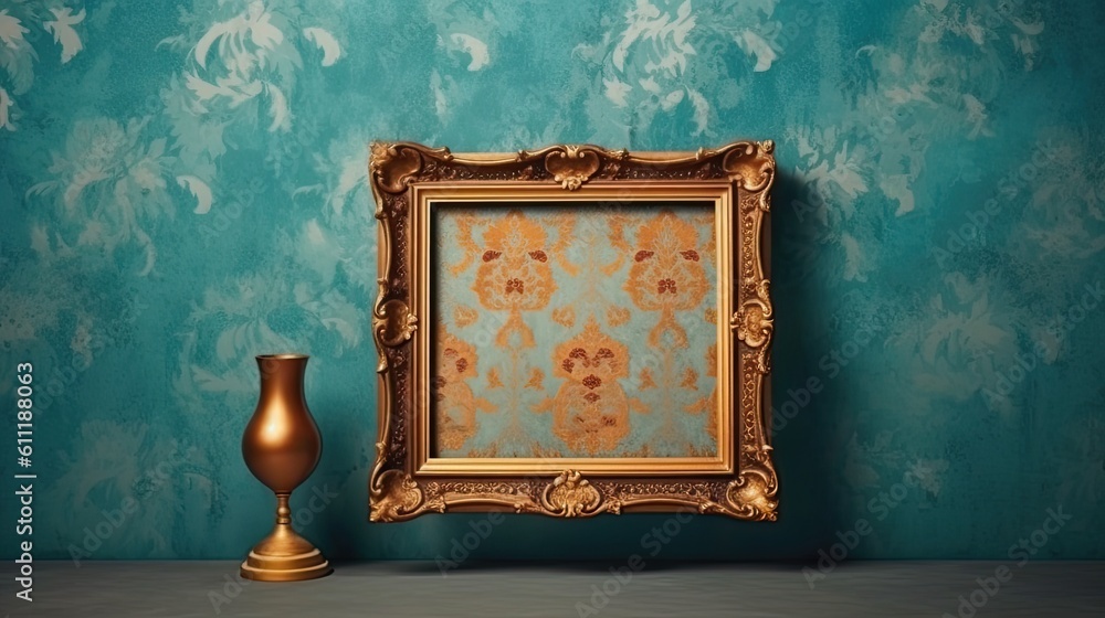 Poster fictitious poster mockup of a frame that is empty and decorated. generative ai