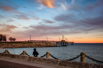 Burlington Ontario pier on the waterfront at sunrise