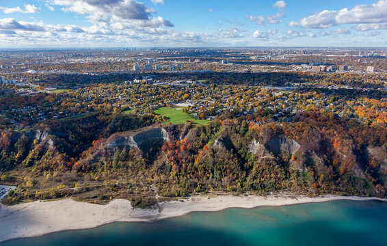 Aerial view of Scarbourgh Bluffs in Toronto, Ontario