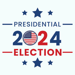 2024 United States of America Presidential Election banner. Election banner Vote 2024 with Patriotic Stars.