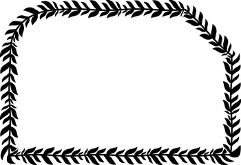 Snip and Round Single Side Rectangle Frame Leaves wreath vector border floral photo frame Black romantic Botanical Branches decoration wedding anniversary birthday new year newborn Christmas valentine