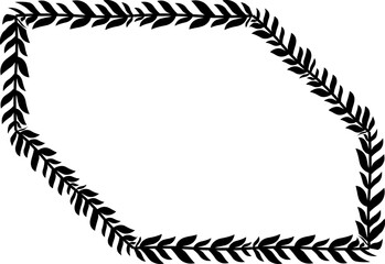 Snip Diagonal Corner Rectangle Frame Leaves wreath vector border floral photo frame Black romantic Botanical Branches decoration wedding anniversary birthday new year newborn Christmas valentine