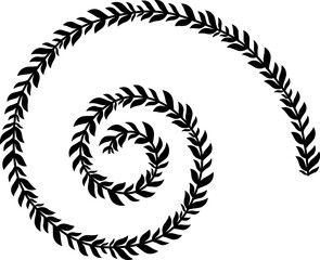 Fototapeta premium Spiral Frame Leaves wreath vector border floral photo frame Black romantic Botanical Branches decoration wedding anniversary birthday new year newborn Christmas valentine winner award congratulations