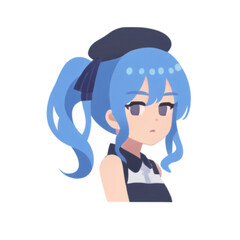 Hololive vtuber Hoshimachi Suisei Vector, a blue hair blue eyes girl