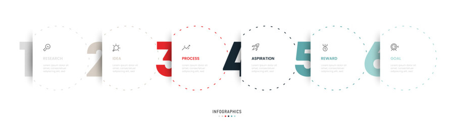 Vector Infographic label design template with icons and 6 options or steps. Can be used for process diagram, presentations, workflow layout, banner, flow chart, info graph.
