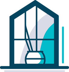 Logo for the sale and glazing of windows, Glass company logotype Window icon, isolated on white