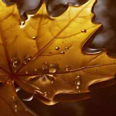 Closeup of light golden maple leaf in bright image. Autumn leaf. Golden autumn concept. Realistic 3D Illustration. Generative AI