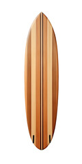 a Beautifully handcrafted wood surfboard, exotic wood, Surf-themed, Vertical format, photorealistic illustrations in a PNG, cutout, and isolated. Generative AI