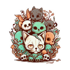 Skull Is Full Of Cats Doodle 10