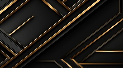 0630. Black Onyx Line Abstract Geometric Background. Generative AI