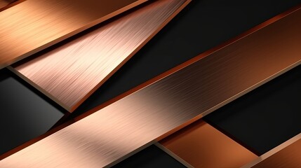 0684. Copper and Bronze Metallic Line Abstract Geometric Background. Generative AI
