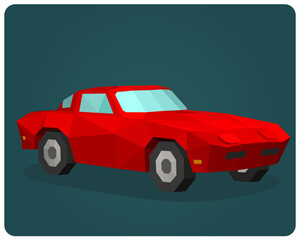 Obraz na płótnie Canvas polygon classic car. low poly red car in vector illustration.