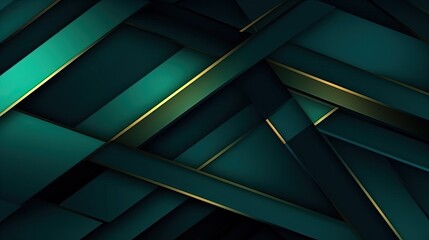0693. Dark Emerald Line Abstract Geometric Background. Generative AI