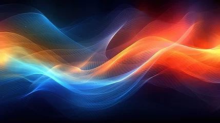  0718. Electric Blue and Vibrant Orange Digital Wave Background. Generative AI © hamzahalderad