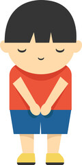 child bowing down politely vector illustration.