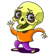 Ilustración digital de una calavera de la celebración día de muertos en México