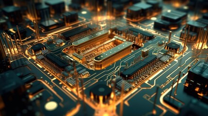 Close-up of the electronic circuit board. Electronic computer hardware technology. 3d AI generated image