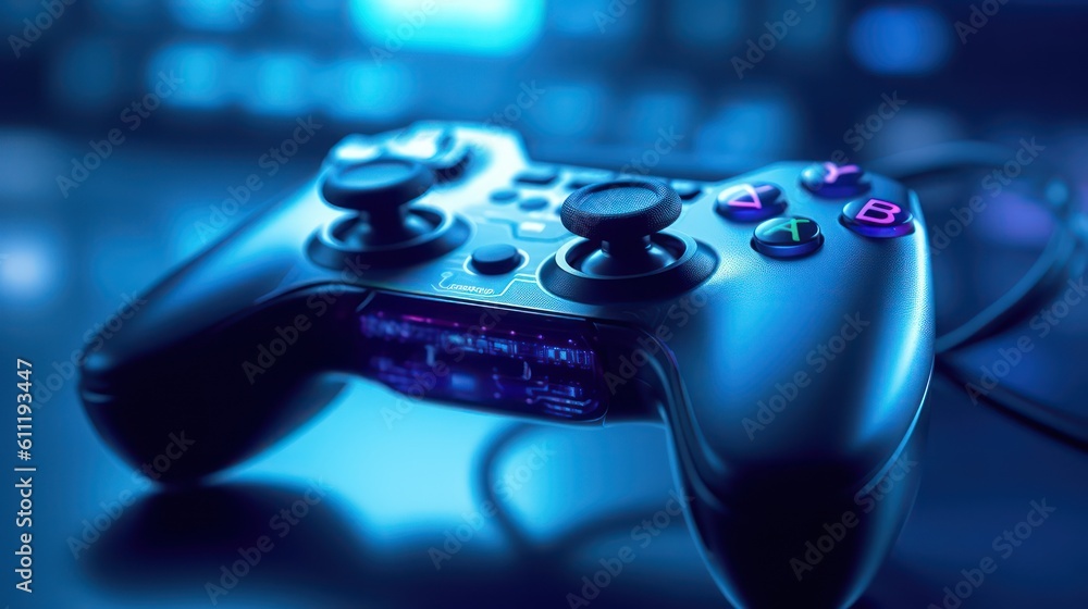 Wall mural video game controller with joystick button. ai generated illustration picture.