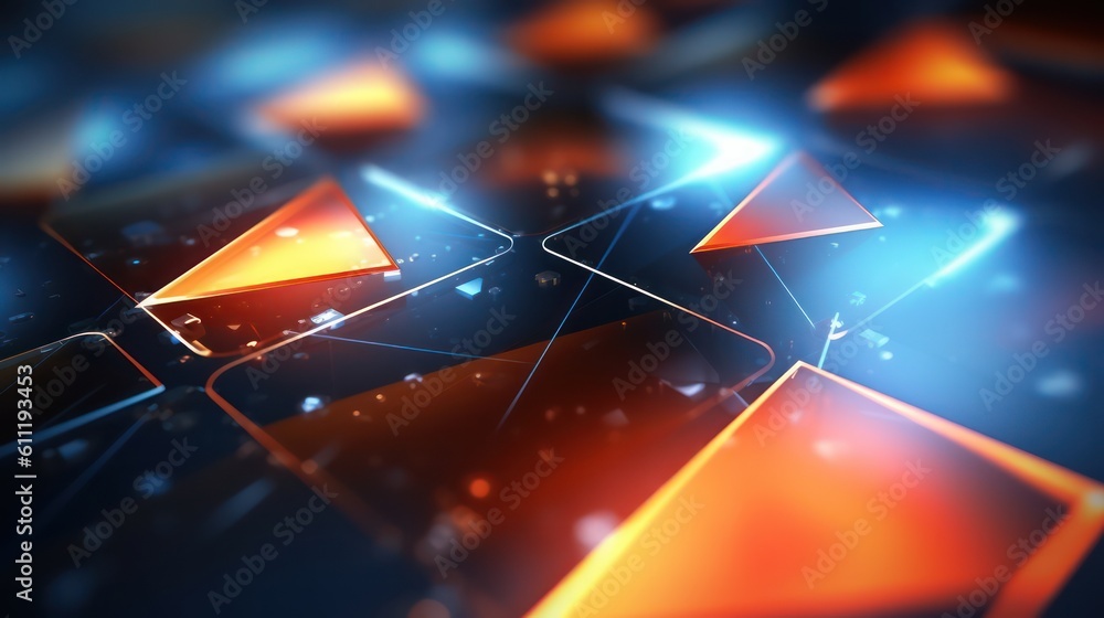 Aufkleber 3d ai generated image of a glowing light control panel buttons in digital technology concept.