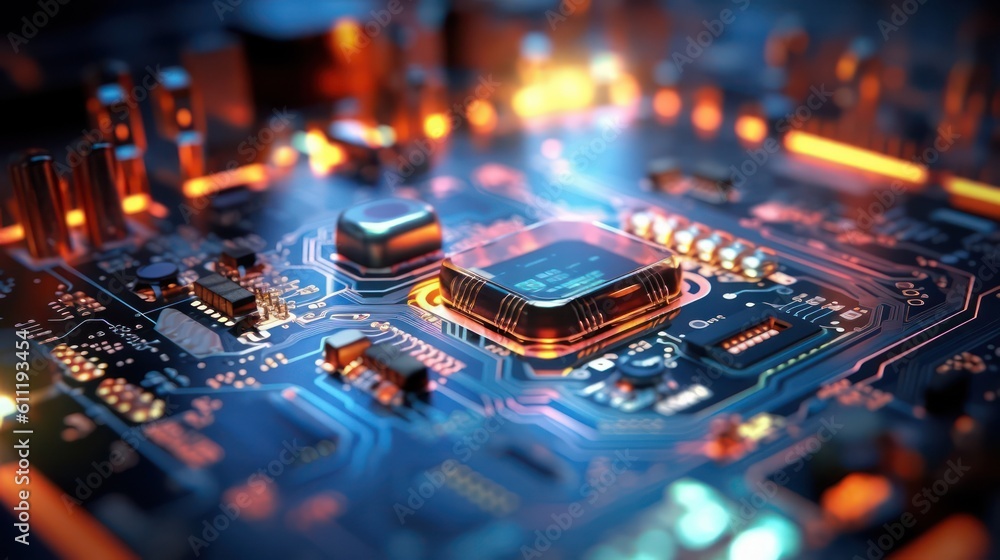 Aufkleber circuit board. electronic computer hardware technology. motherboard digital chip. ai generated 3d im