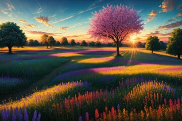 Obraz na płótnie Canvas Paradiesische Naturidylle: Der betörende Duft von Blumen im sanften Sonnenlicht - Generative AI 9