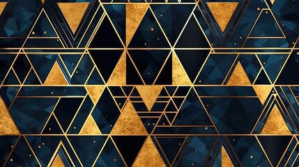 0764. Gilded Line Triangle Abstract Geometric Background. Generative AI