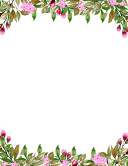 Watercolor Floral Frame, Spring Border