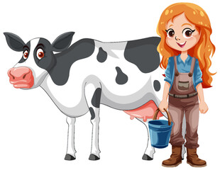 Cute farmer woman cartoon character