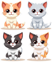Fototapeta premium Set of cute cat cartoon character