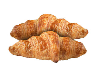  Fresh croissants on a transparent background. 